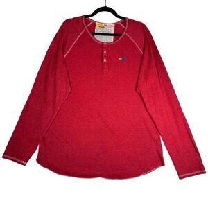 Aviator Nation Long Sleeve Henley Shirt Red Lightning Bolt Logo Size XXL